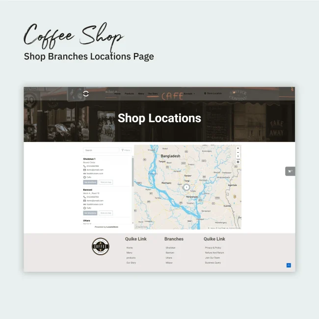 Coffee shop- wordpress website store location page