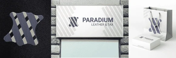 Paradium leather and textile company logo mokeup