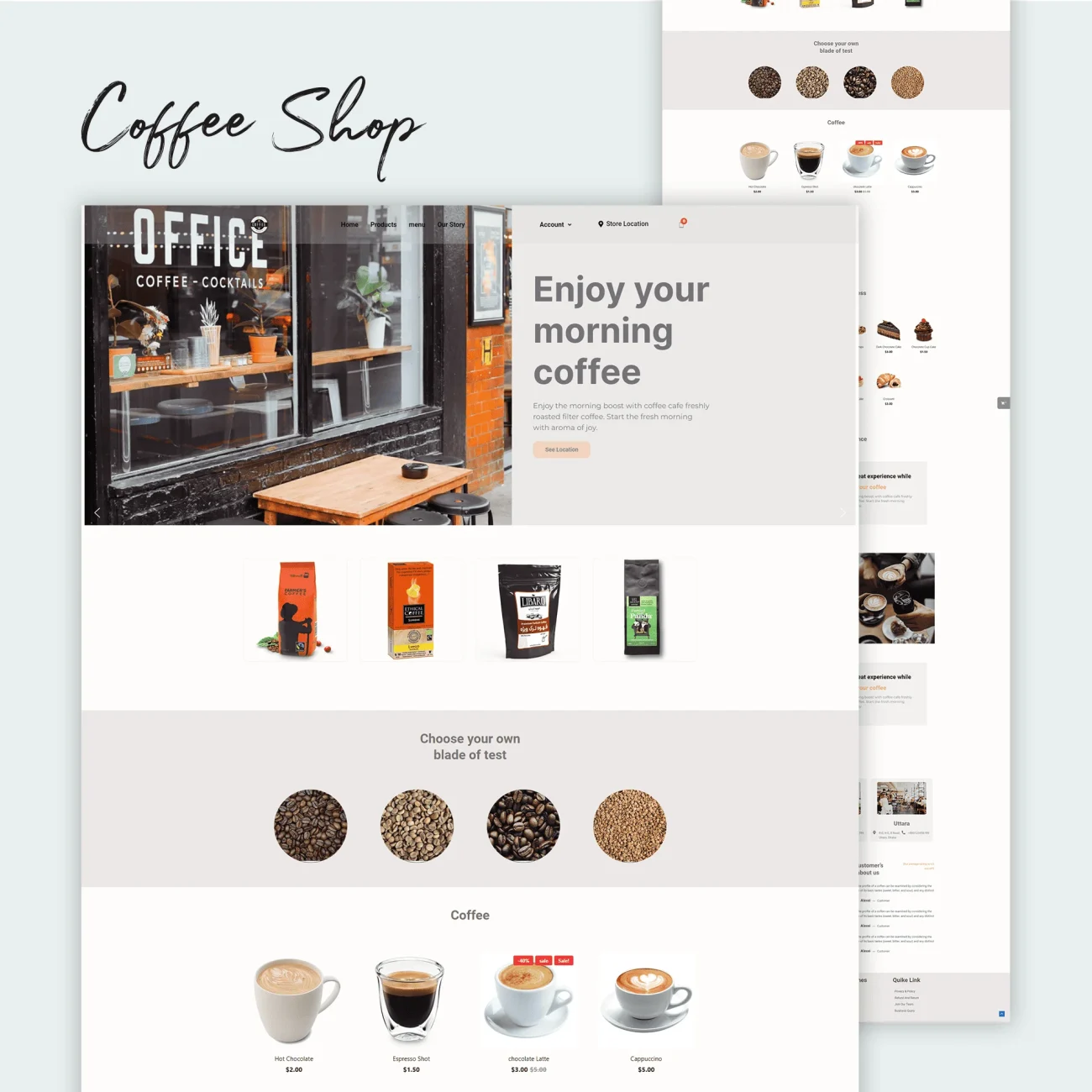coffee shop -wordpress website home page